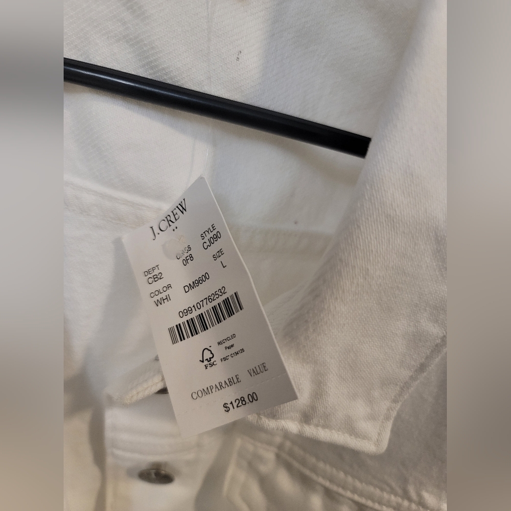 J.Crew White Denim Jacket Size Large New NWT - Picture 3 of 7